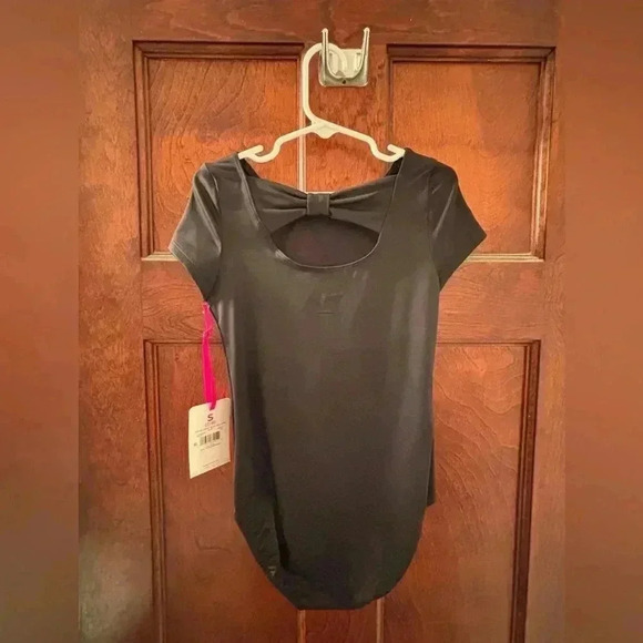 NWTx3! Justice Cap Sleeve Bow Back leotards: black XXS 4, S 7/8, pink M 10 🩰 - Picture 12 of 15